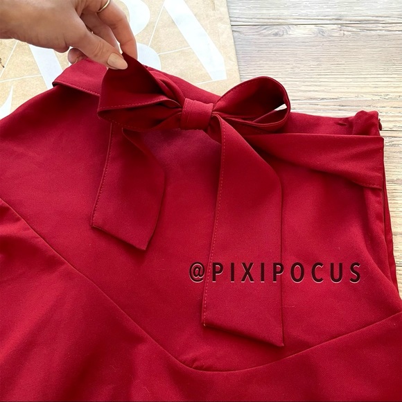 ZARA MINI SKORT WIRH BELT DARK RED M - Picture 10 of 14